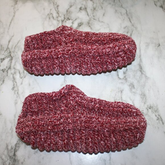 HAND CRAFTED Slippers Crochet Warm Thick Chunky Ribbed Warm Winter Red Marled - Picture 3 of 11
